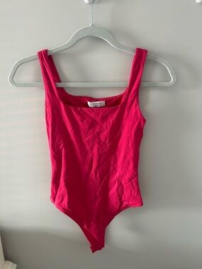 Aritzia Hot Pink Square-Neck Contour Bodysuit